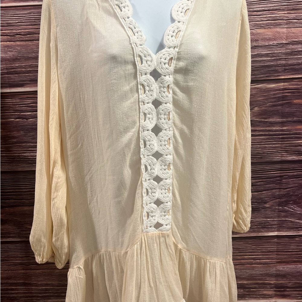 Eberjay Sz S  Cream with white lace swimsuit  cover up - Picture 3 of 8